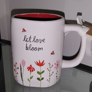 Rae Dunn "LET LOVE BLOOM" Mug Cup Artisan Collection by Magenta Red Interior,NEW